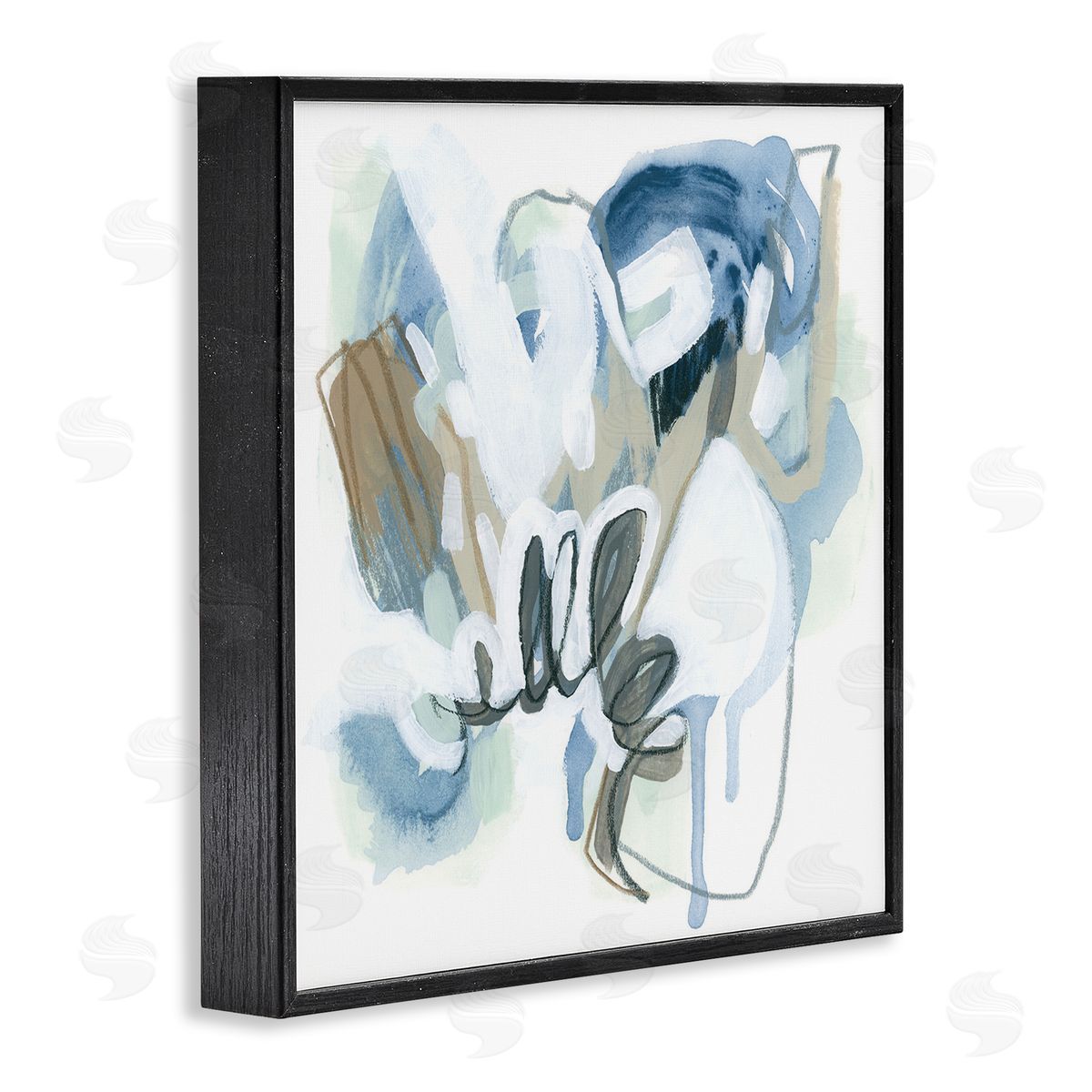 June Erica Vess Blue Abstract Shapes Collage Black Framed Glicee Wall Art Print