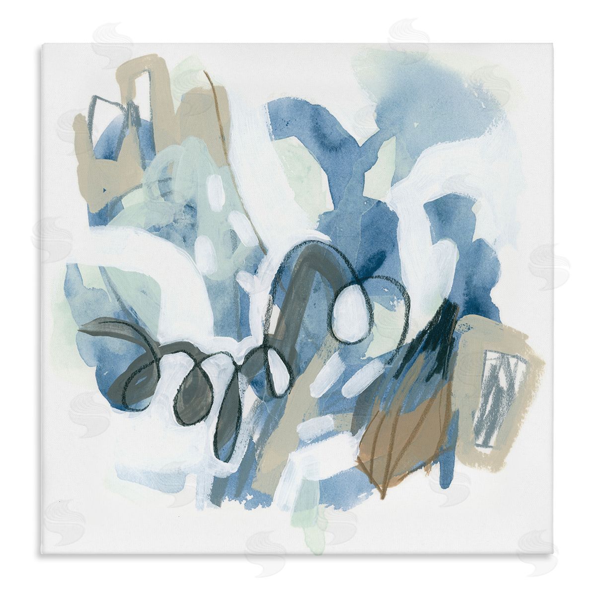June Erica Vess Busy Blue Shapes Arrangement Stretched Canvas Wall Art Print