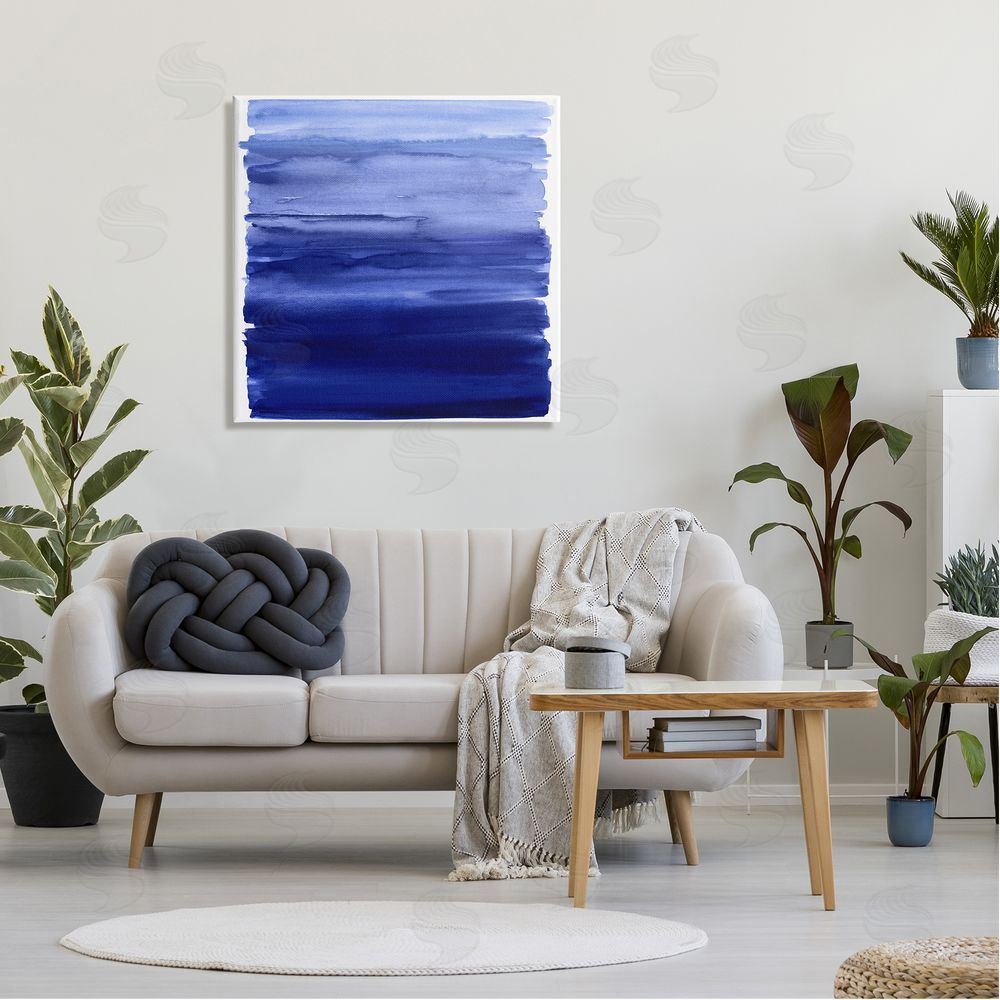 Allie Corbin Blue Gradient Brush Strokes Canvas Wall Art in Room