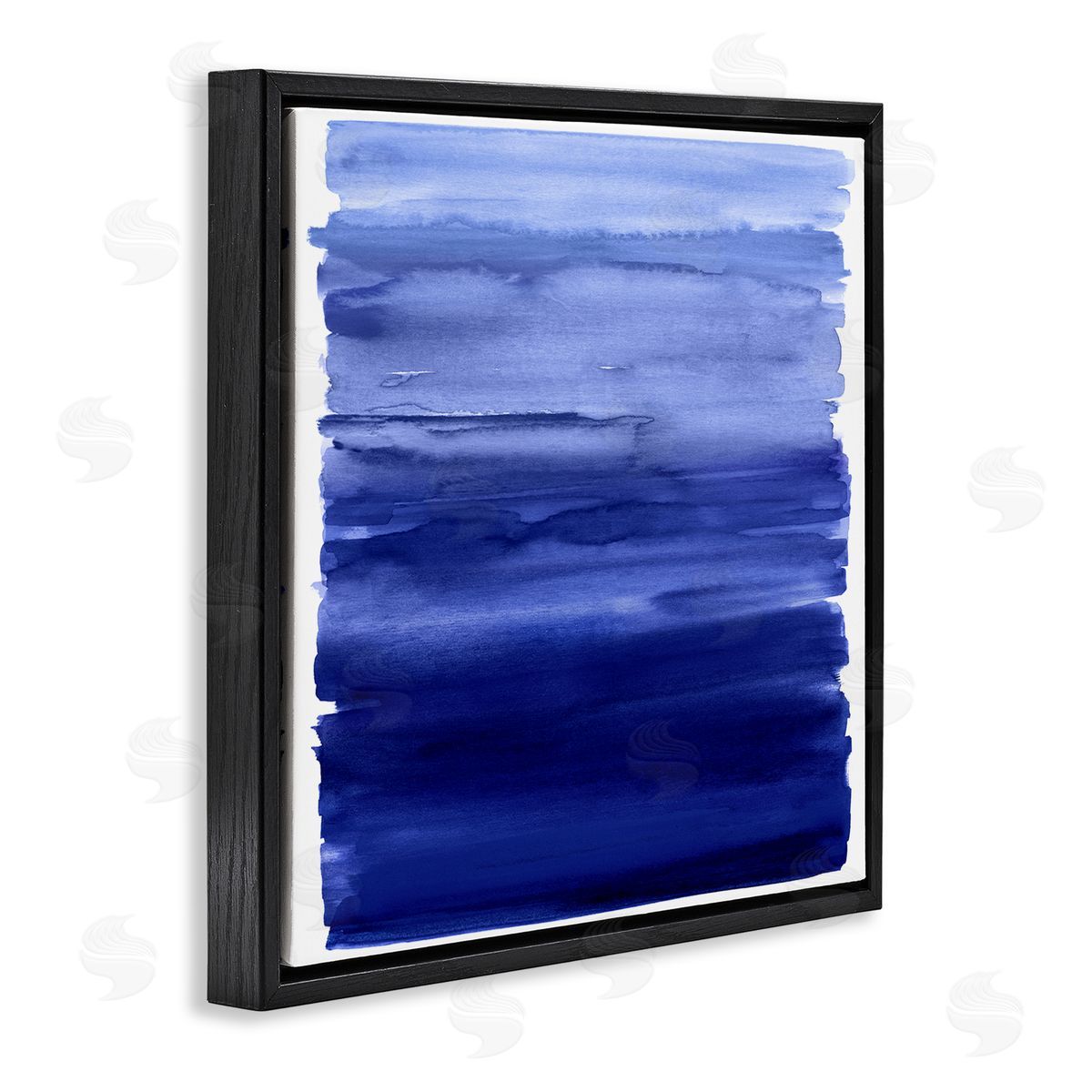 Allie Corbin Blue Gradient Brush Strokes Black Floating Frame Canvas Wall Art Print