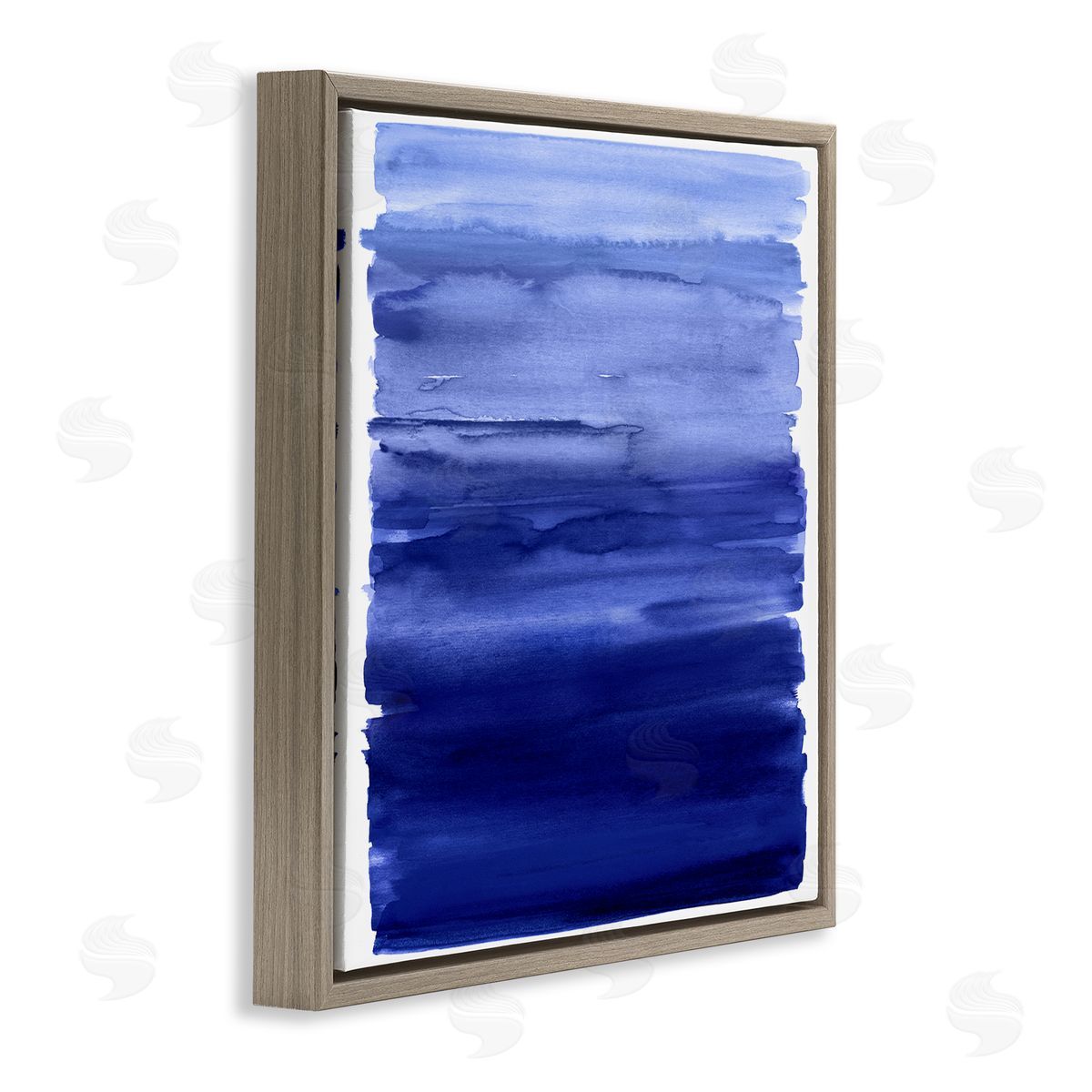 Allie Corbin Blue Gradient Brush Strokes Brown Floating Frame Canvas Wall Art Print