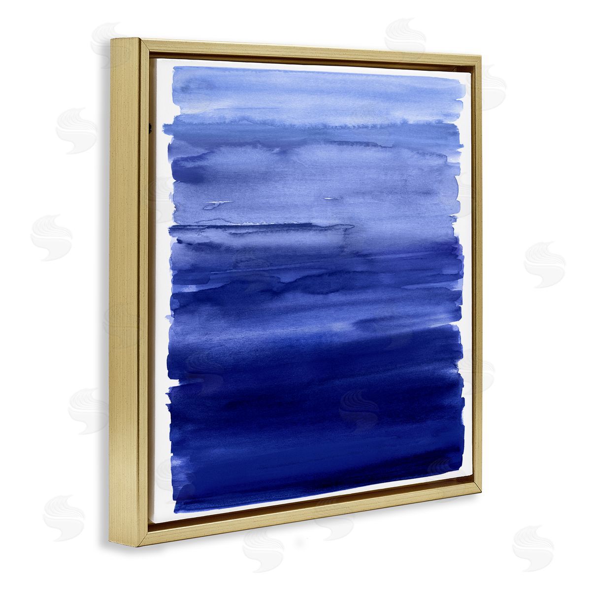 Allie Corbin Blue Gradient Brush Strokes Gold Floating Frame Canvas Wall Art Print