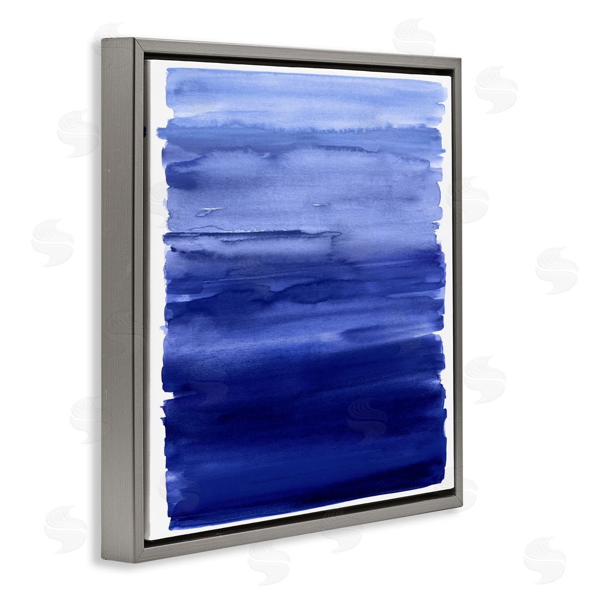Allie Corbin Blue Gradient Brush Strokes Gray Floating Frame Canvas Wall Art Print