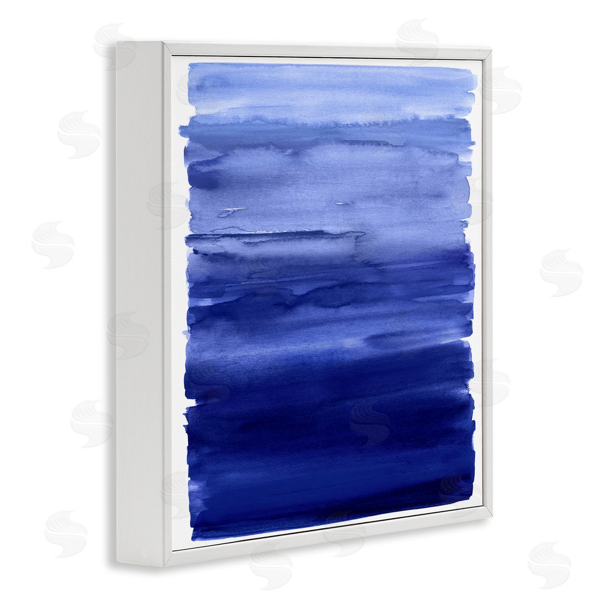 Allie Corbin Blue Gradient Brush Strokes White Framed Glicee Wall Art Print