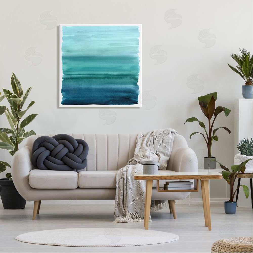 Allie Corbin Gradient Turquoise Brushed Composition Canvas Wall Art in Room