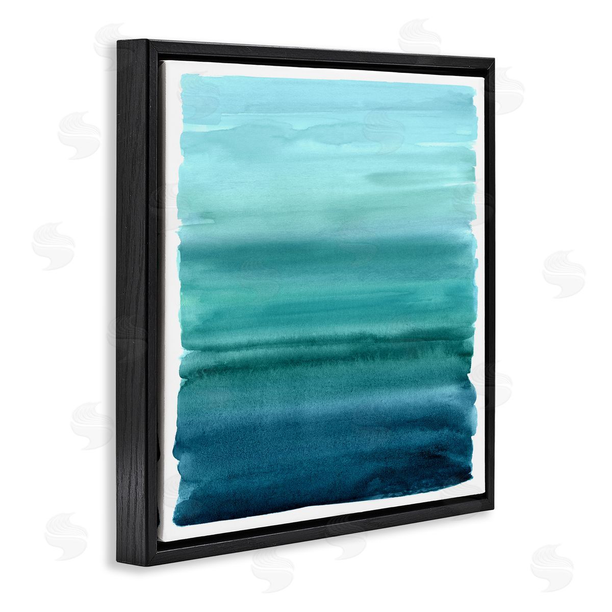 Allie Corbin Gradient Turquoise Brushed Composition Black Floating Frame Canvas Wall Art Print