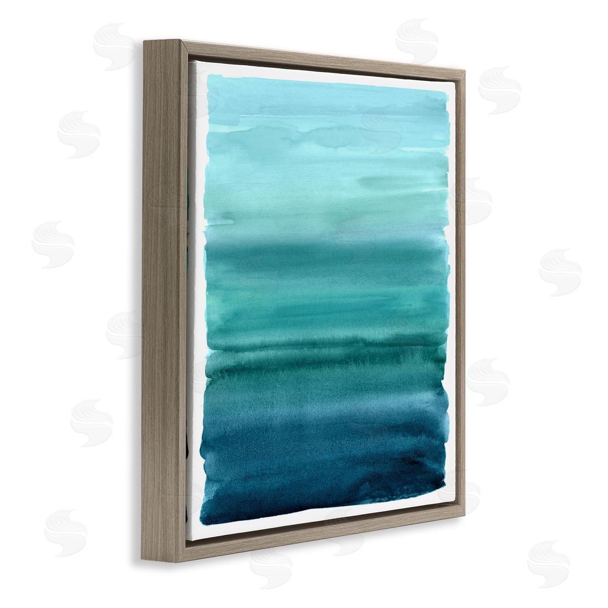 Allie Corbin Gradient Turquoise Brushed Composition Brown Floating Frame Canvas Wall Art Print