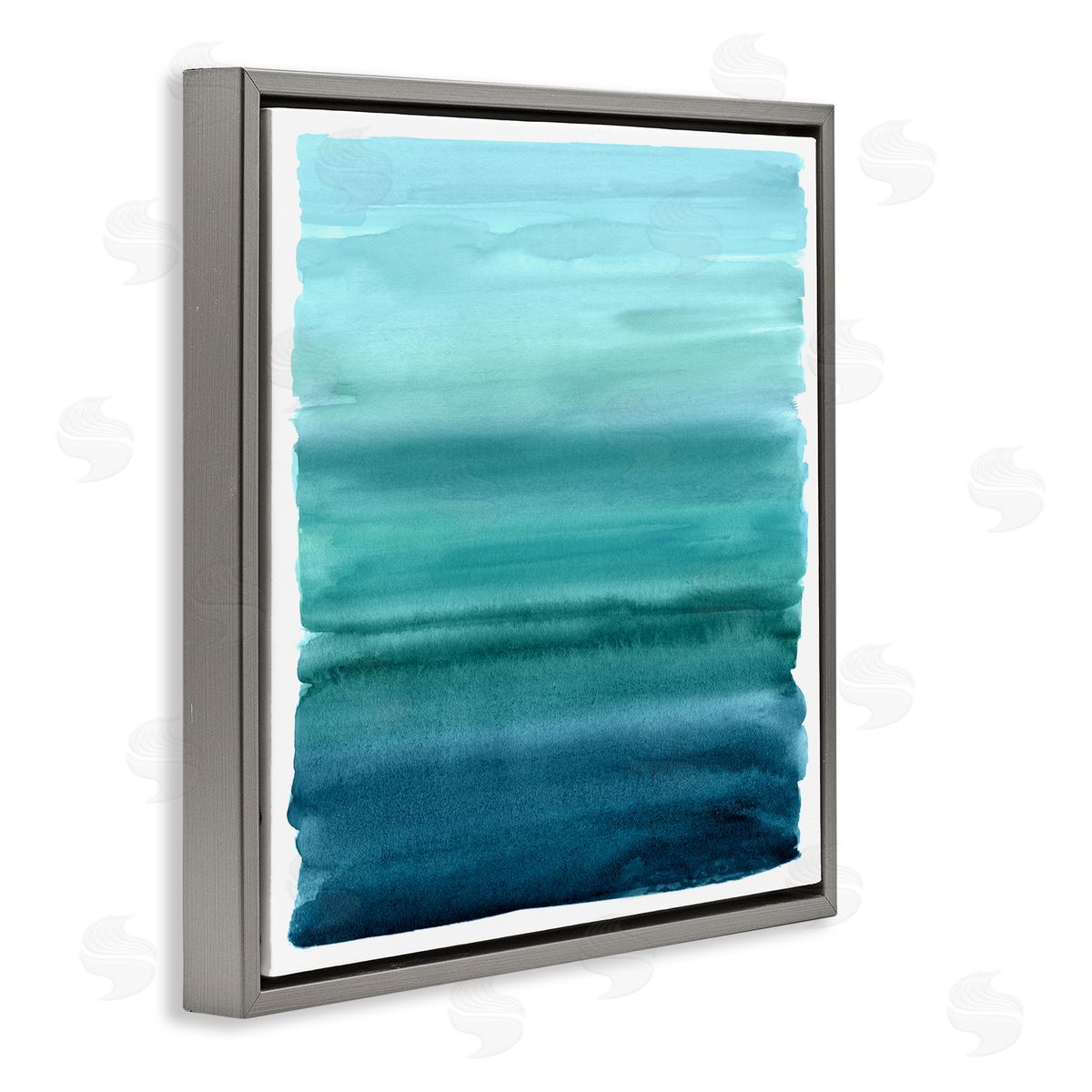 Allie Corbin Gradient Turquoise Brushed Composition Gray Floating Frame Canvas Wall Art Print