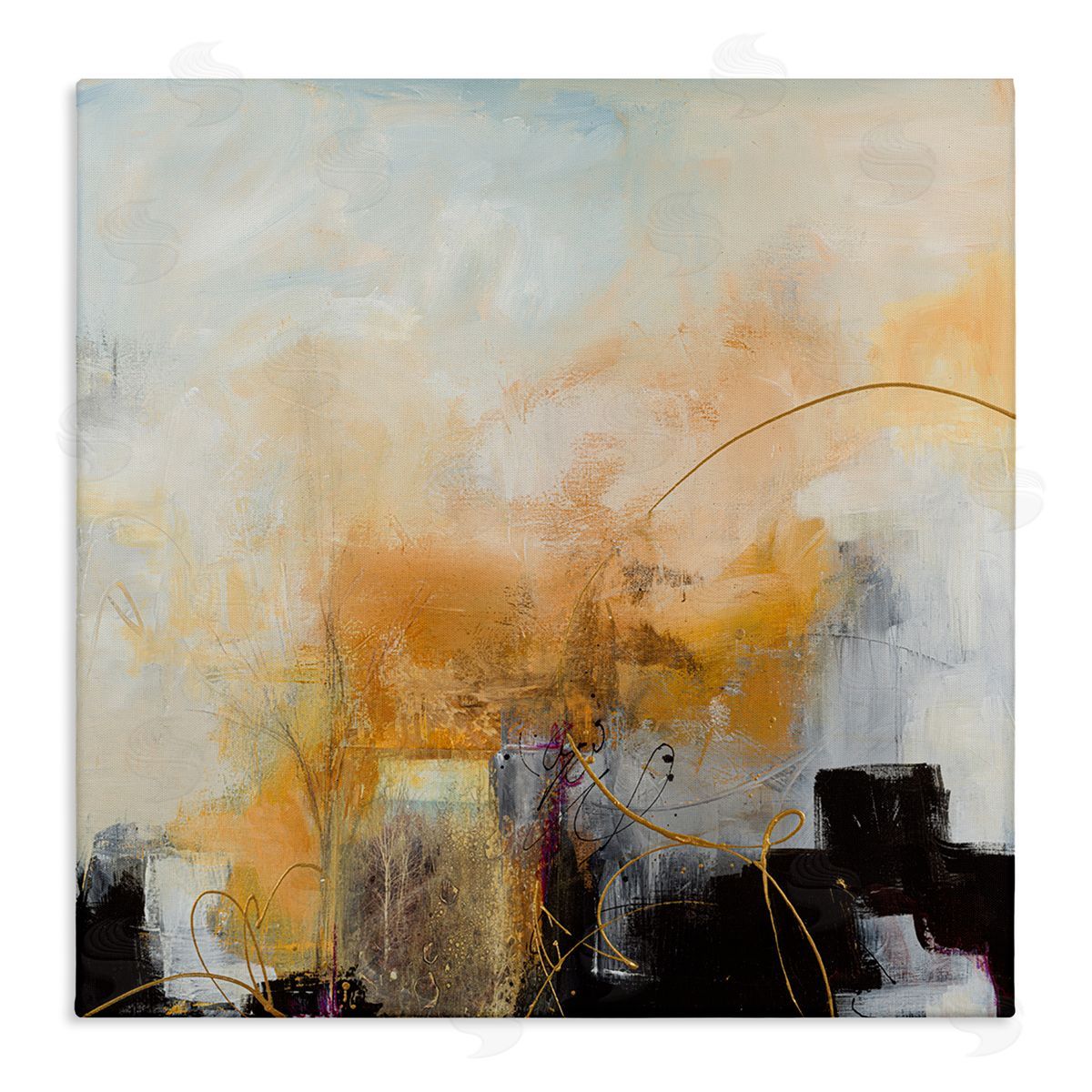 Ruth Fromstein Bold Yellow Blocked Shapes Stretched Canvas Wall Art Print
