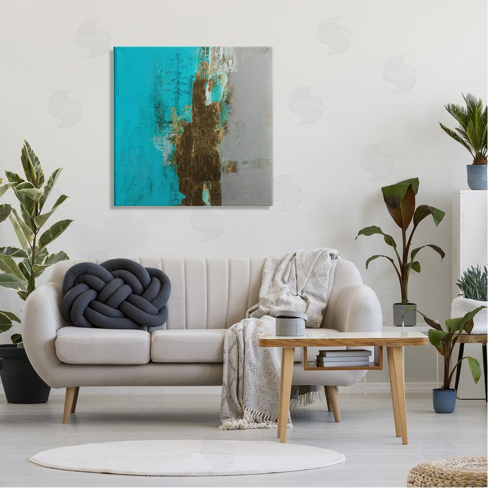 Ruth Fromstein Contemporary Urban Tree Collage Canvas Wall Art in Room