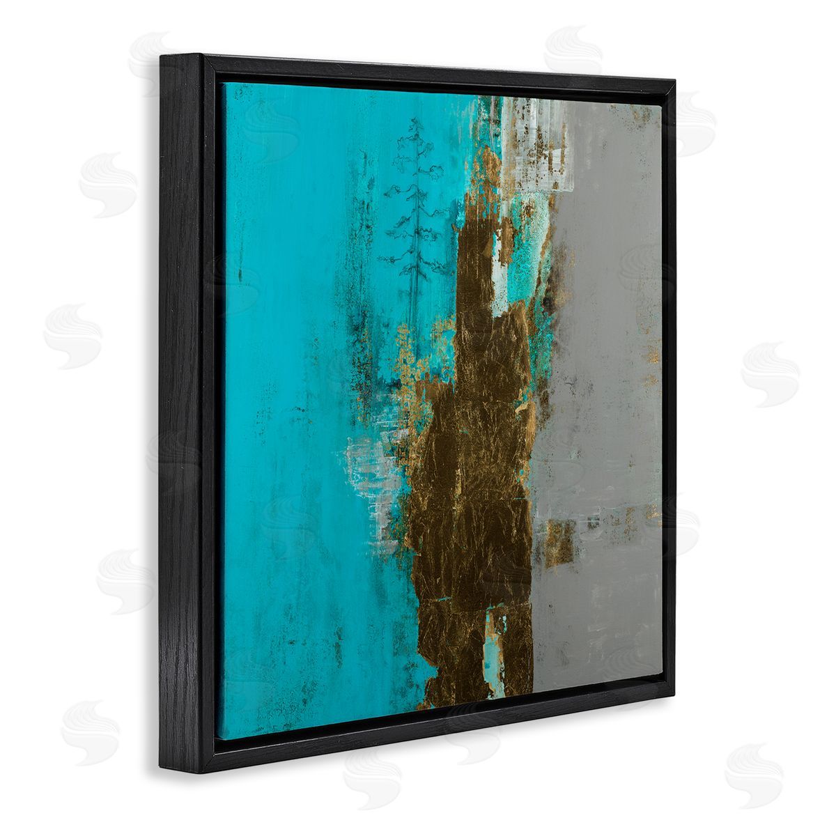 Ruth Fromstein Contemporary Urban Tree Collage Black Floating Frame Canvas Wall Art Print