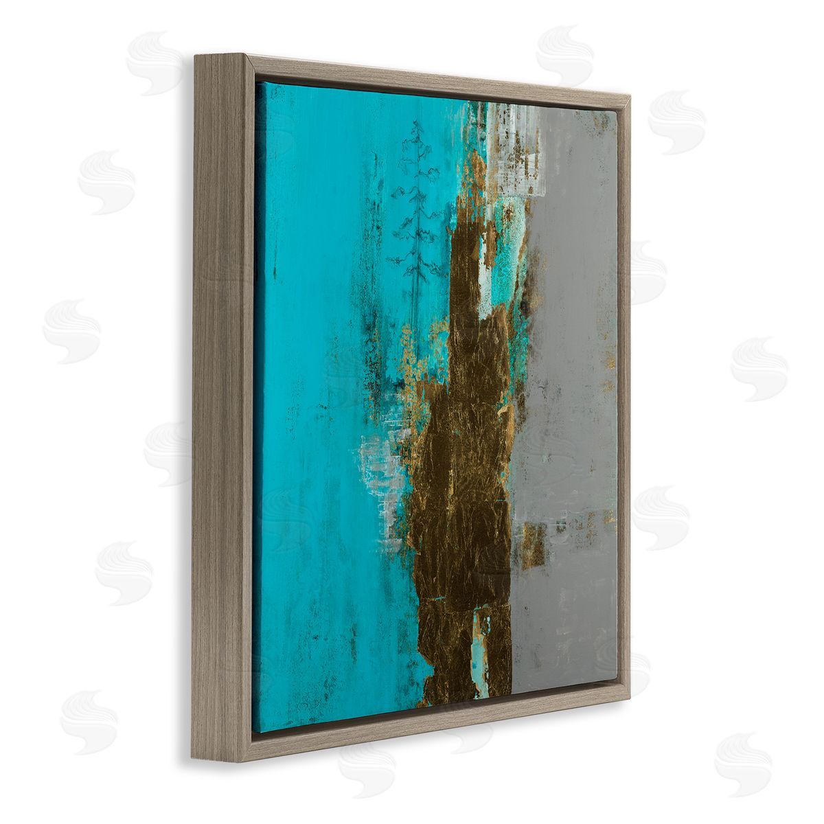 Ruth Fromstein Contemporary Urban Tree Collage Brown Floating Frame Canvas Wall Art Print
