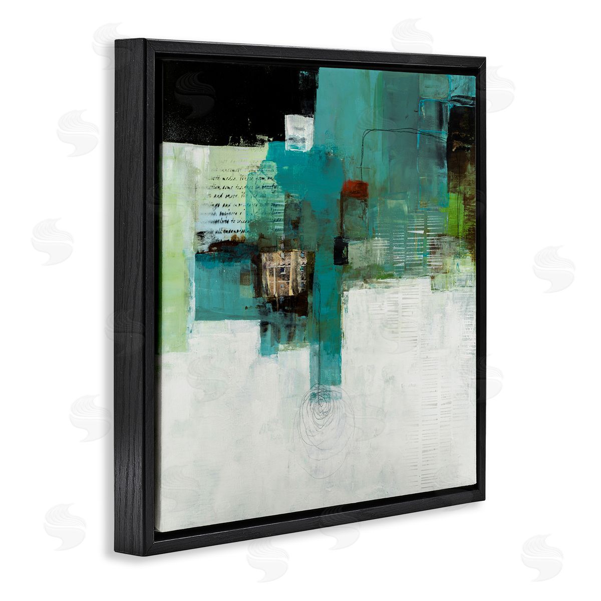 Ruth Fromstein Layered Shapes Collage  Black Floating Frame Canvas Wall Art Print