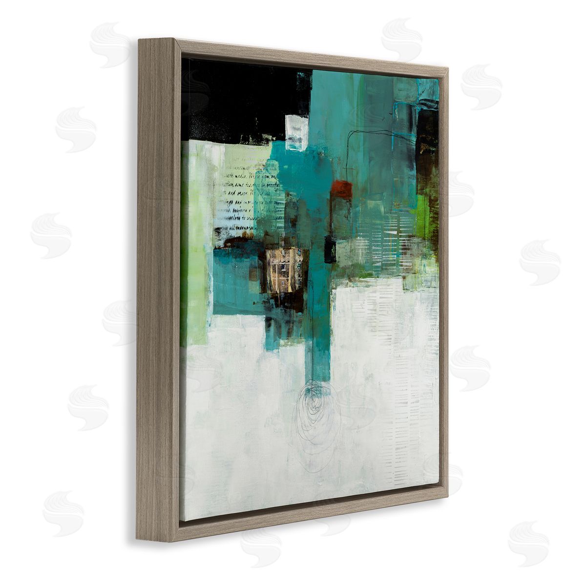 Ruth Fromstein Layered Shapes Collage  Brown Floating Frame Canvas Wall Art Print