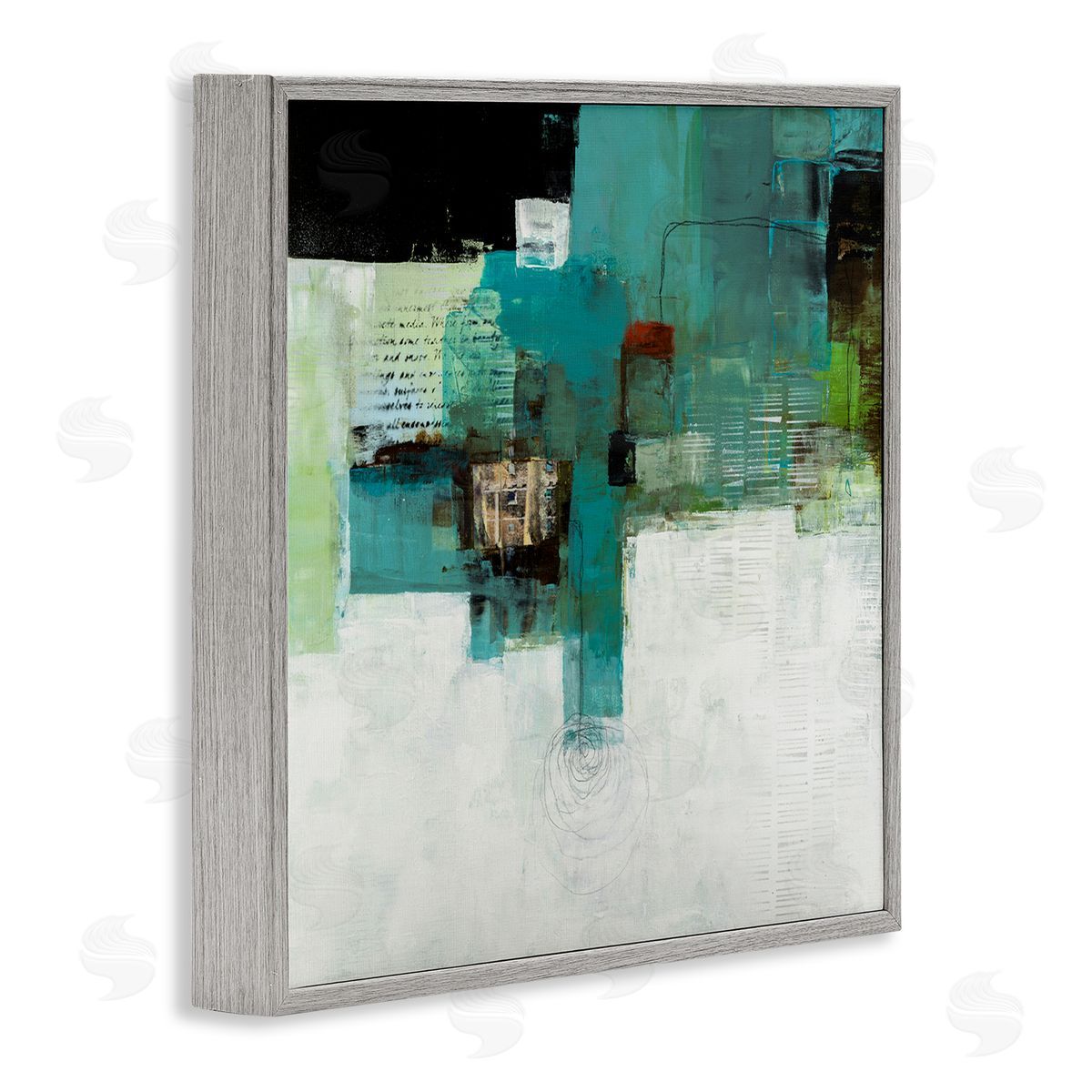 Ruth Fromstein Layered Shapes Collage  Gray Framed Glicee Wall Art Print