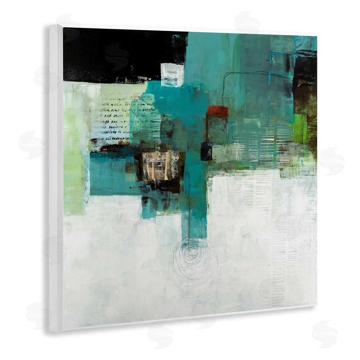 Ruth Fromstein Layered Shapes Collage  Wooden Wall Plaque Art Print
