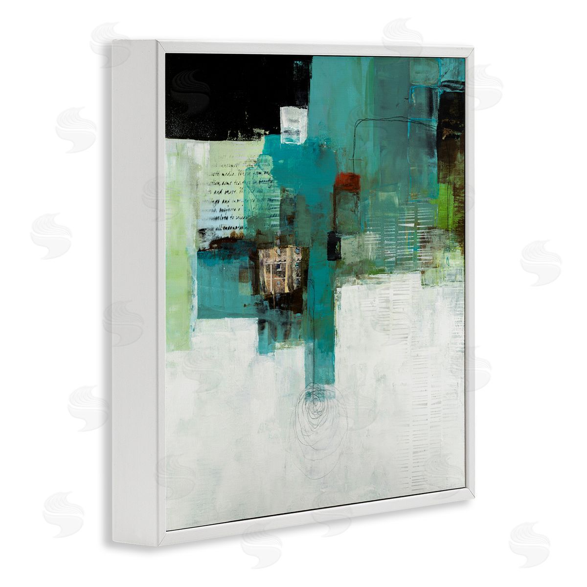 Ruth Fromstein Layered Shapes Collage  White Framed Glicee Wall Art Print
