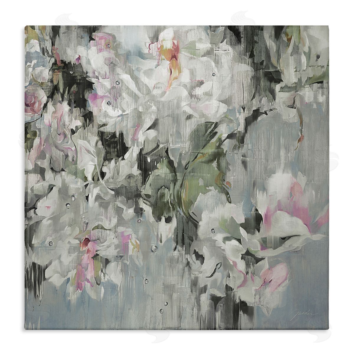 Liz Jardine Floral Rain Drip Arrangement Stretched Canvas Wall Art Print