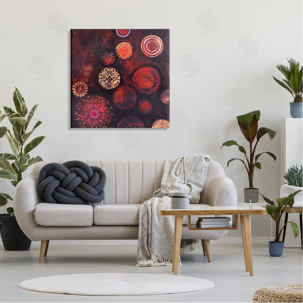 Design Fabrikken Red Circular Patterned Shapes Canvas Wall Art in Room