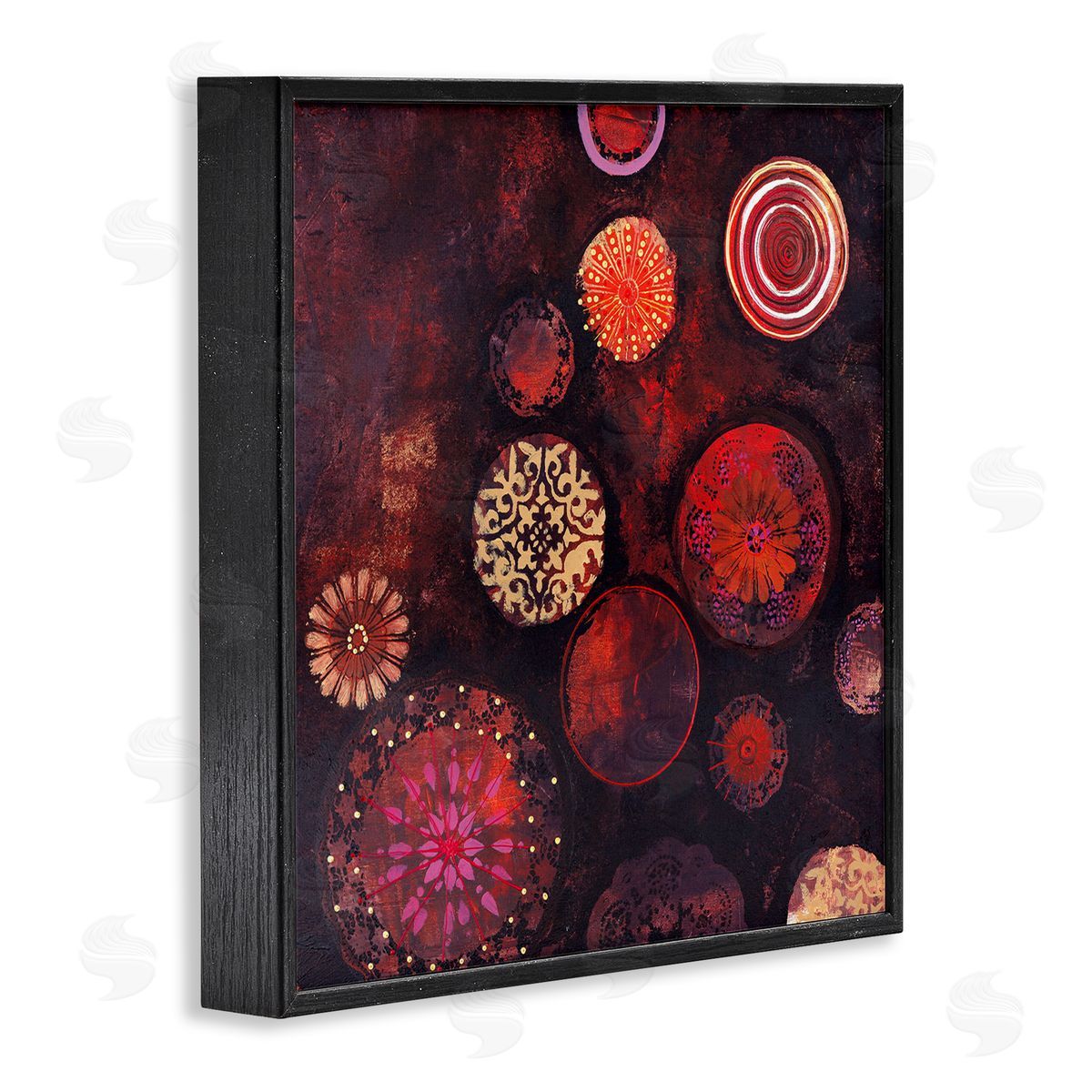 Design Fabrikken Red Circular Patterned Shapes Black Framed Glicee Wall Art Print