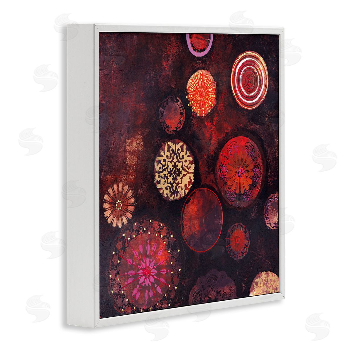 Design Fabrikken Red Circular Patterned Shapes White Framed Glicee Wall Art Print