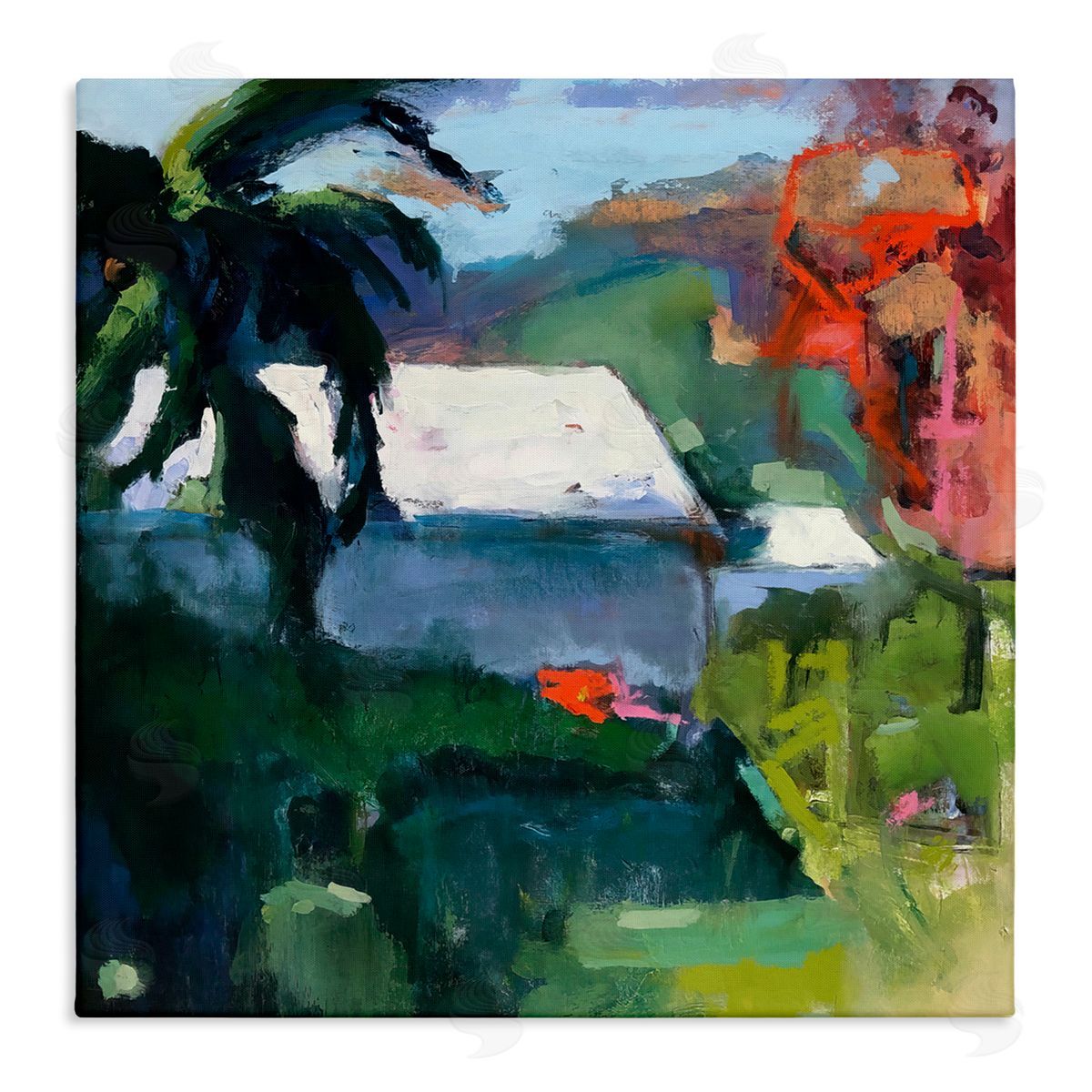 Page Pearson Railsback Modern Tropical House Scenery  Stretched Canvas Wall Art Print