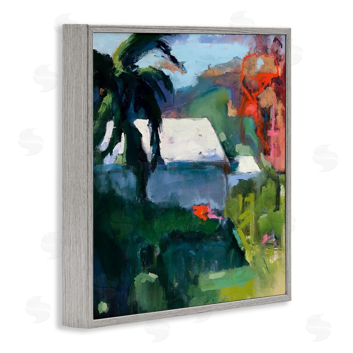 Page Pearson Railsback Modern Tropical House Scenery  Gray Framed Glicee Wall Art Print