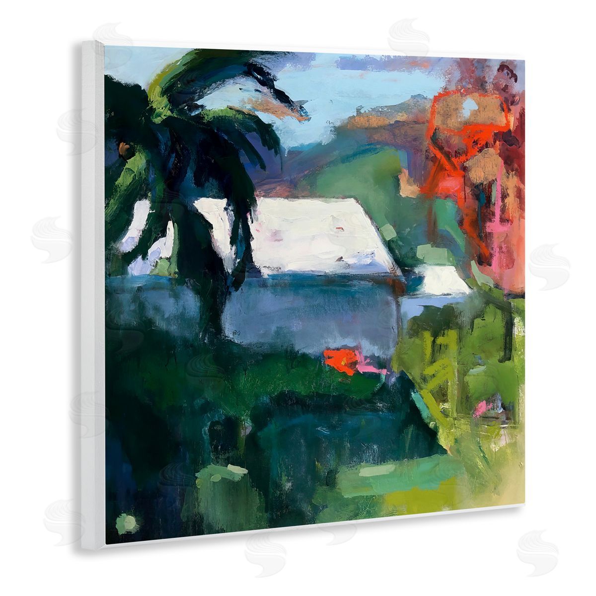 Page Pearson Railsback Modern Tropical House Scenery  Wooden Wall Plaque Art Print