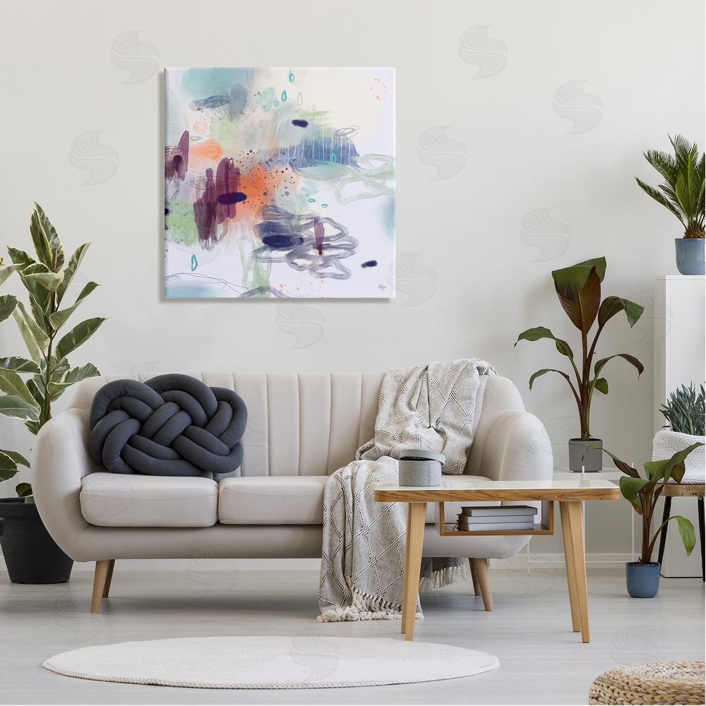 Lisa Ridgers Modern Busy Squiggle Shapes Canvas Wall Art in Room
