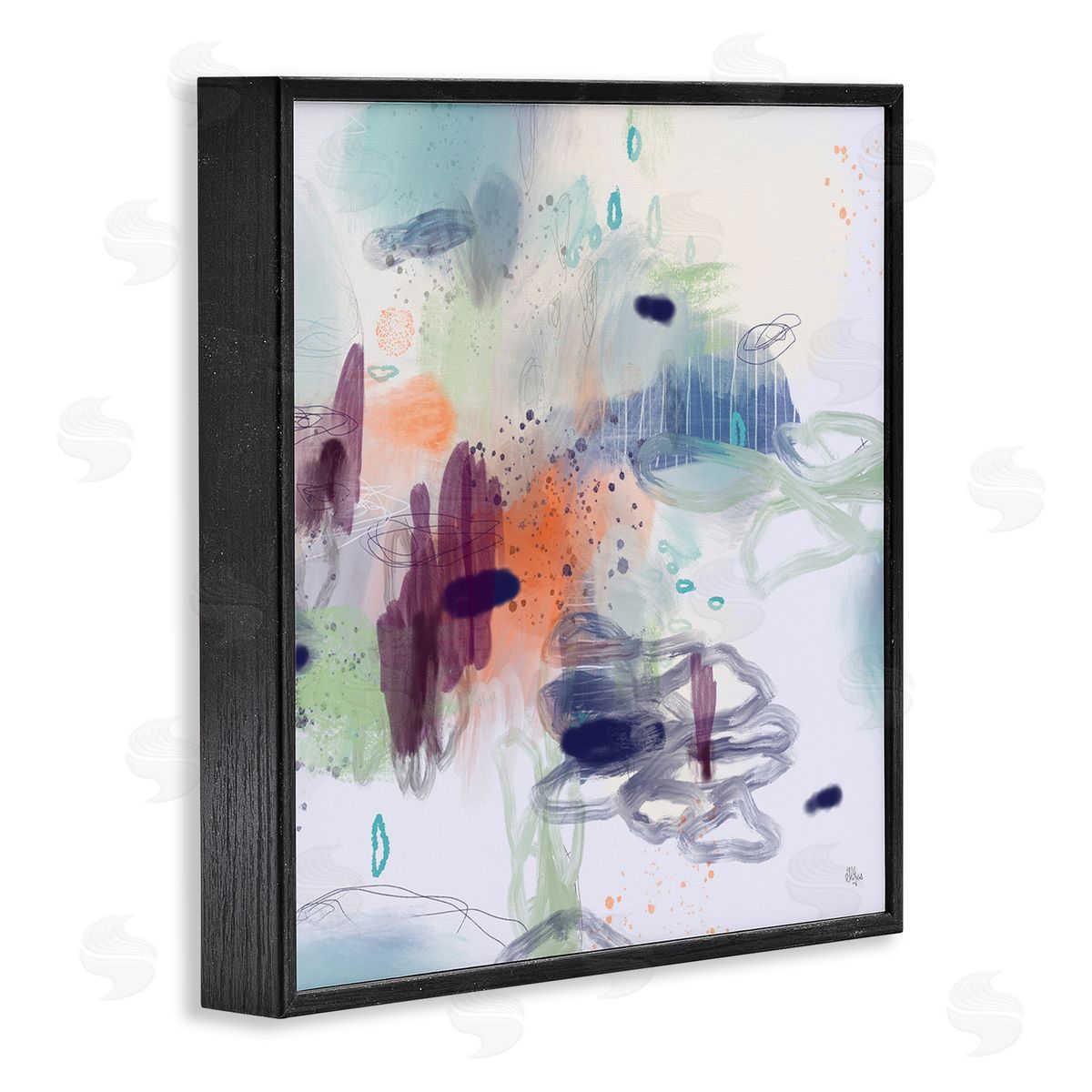 Lisa Ridgers Modern Busy Squiggle Shapes Black Framed Glicee Wall Art Print