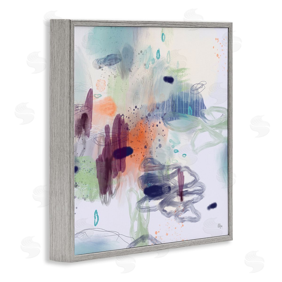Lisa Ridgers Modern Busy Squiggle Shapes Gray Framed Glicee Wall Art Print