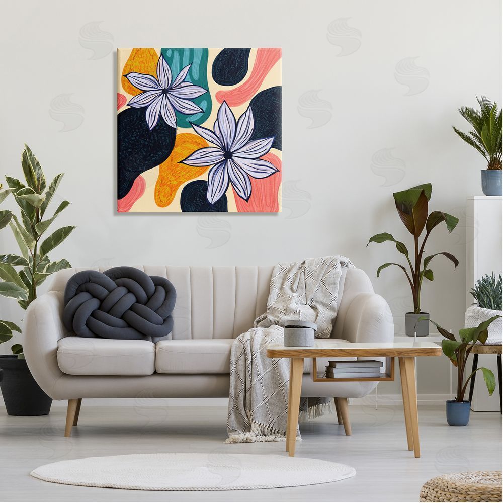 Ziwei Li Retro Floral Shapes Arrangement Canvas Wall Art in Room
