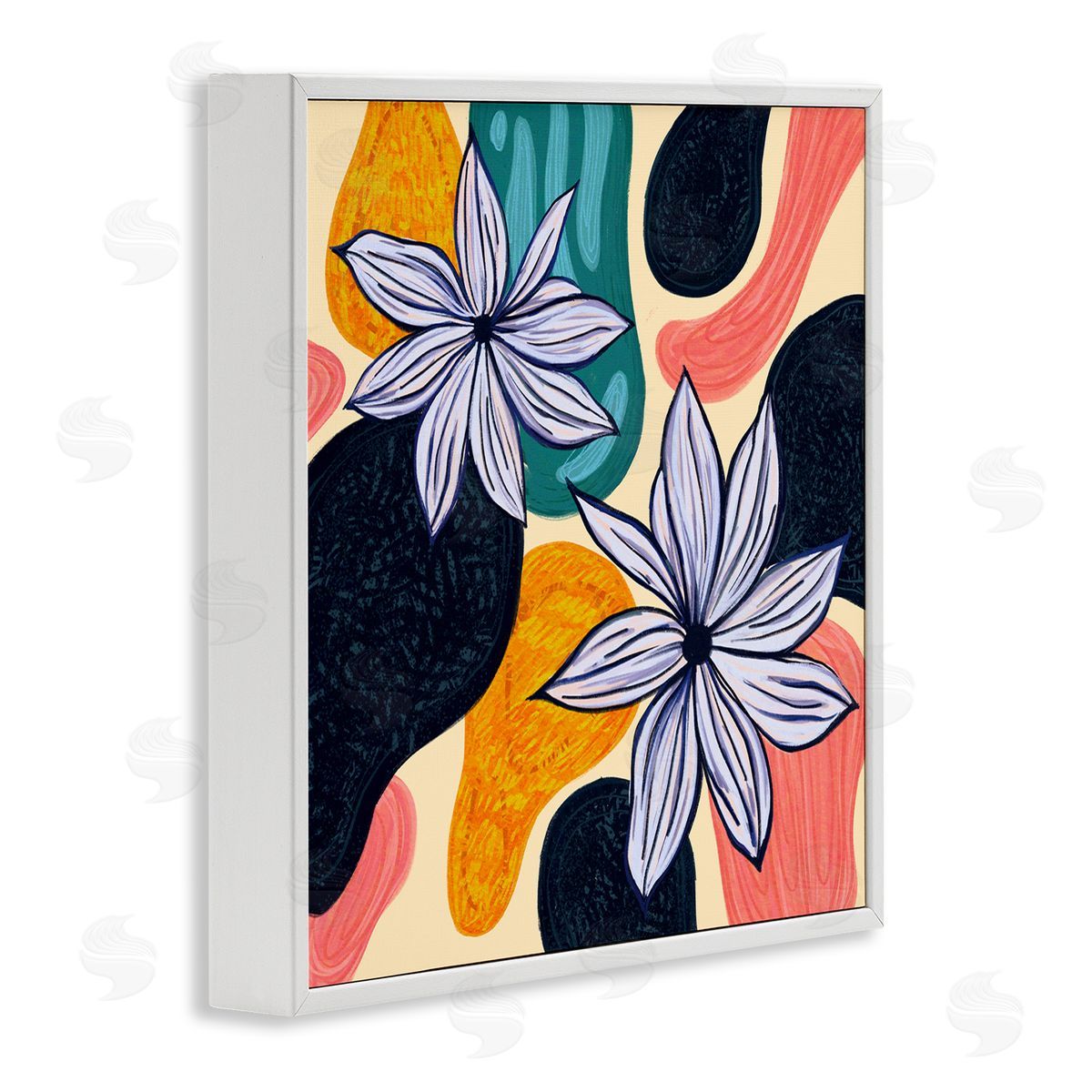 Ziwei Li Retro Floral Shapes Arrangement White Framed Glicee Wall Art Print