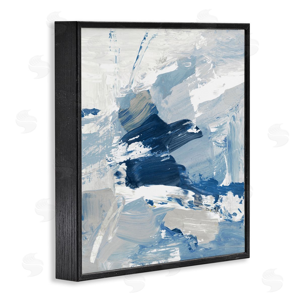Abstract Brushed Blue Painting Black Frame Print Wall Art, Home Decor by Lanie Loreth