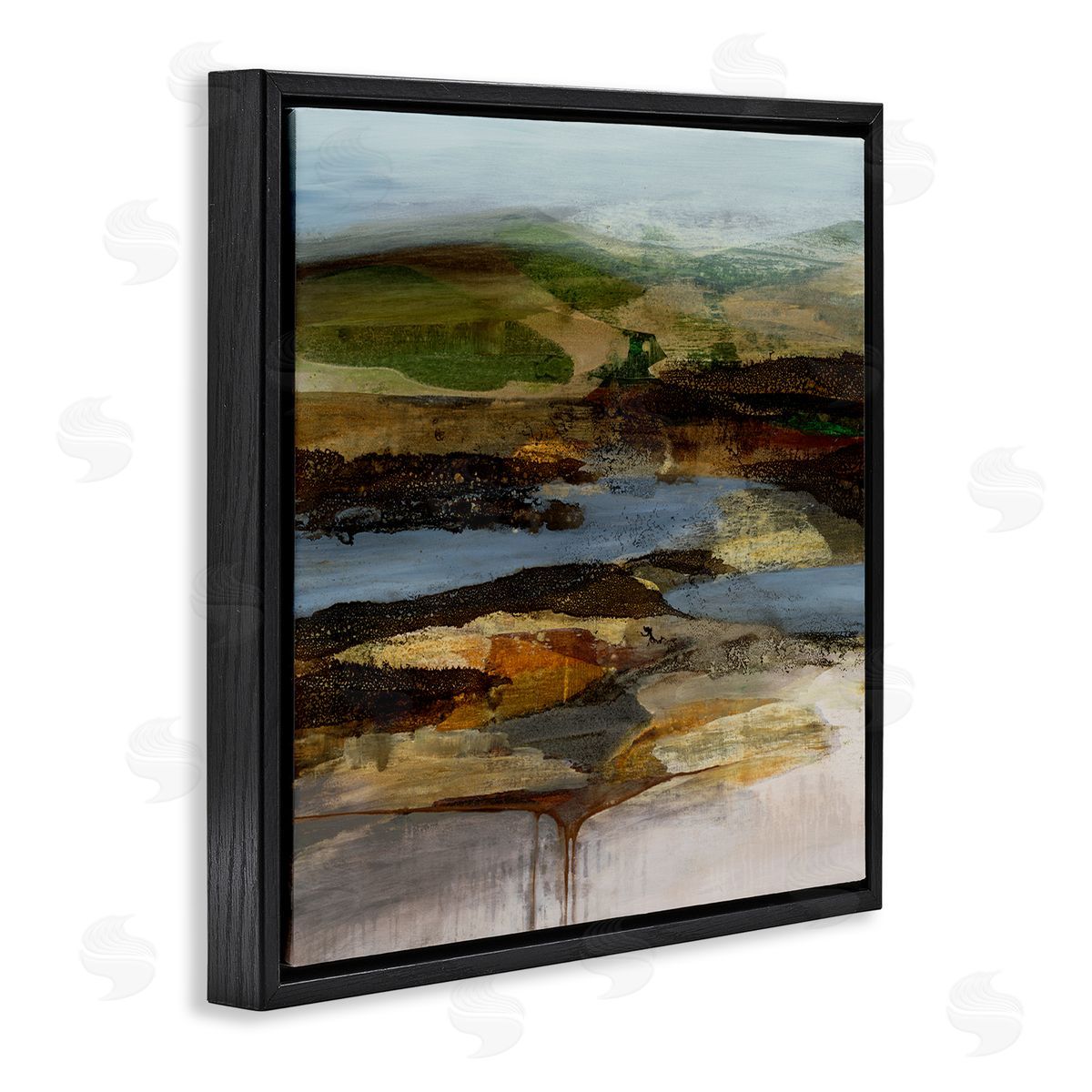 Ruth Fromstein Detailed Abstract Landscape Horizon Black Floating Frame Canvas Wall Art Print