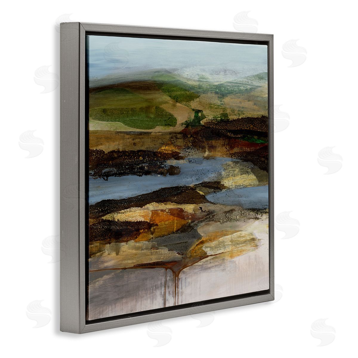 Ruth Fromstein Detailed Abstract Landscape Horizon Gray Floating Frame Canvas Wall Art Print