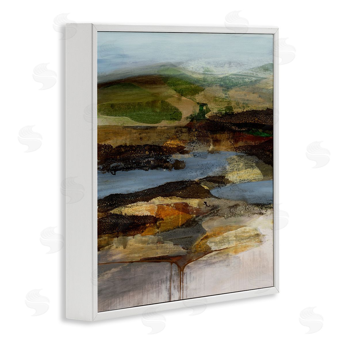 Ruth Fromstein Detailed Abstract Landscape Horizon White Framed Glicee Wall Art Print