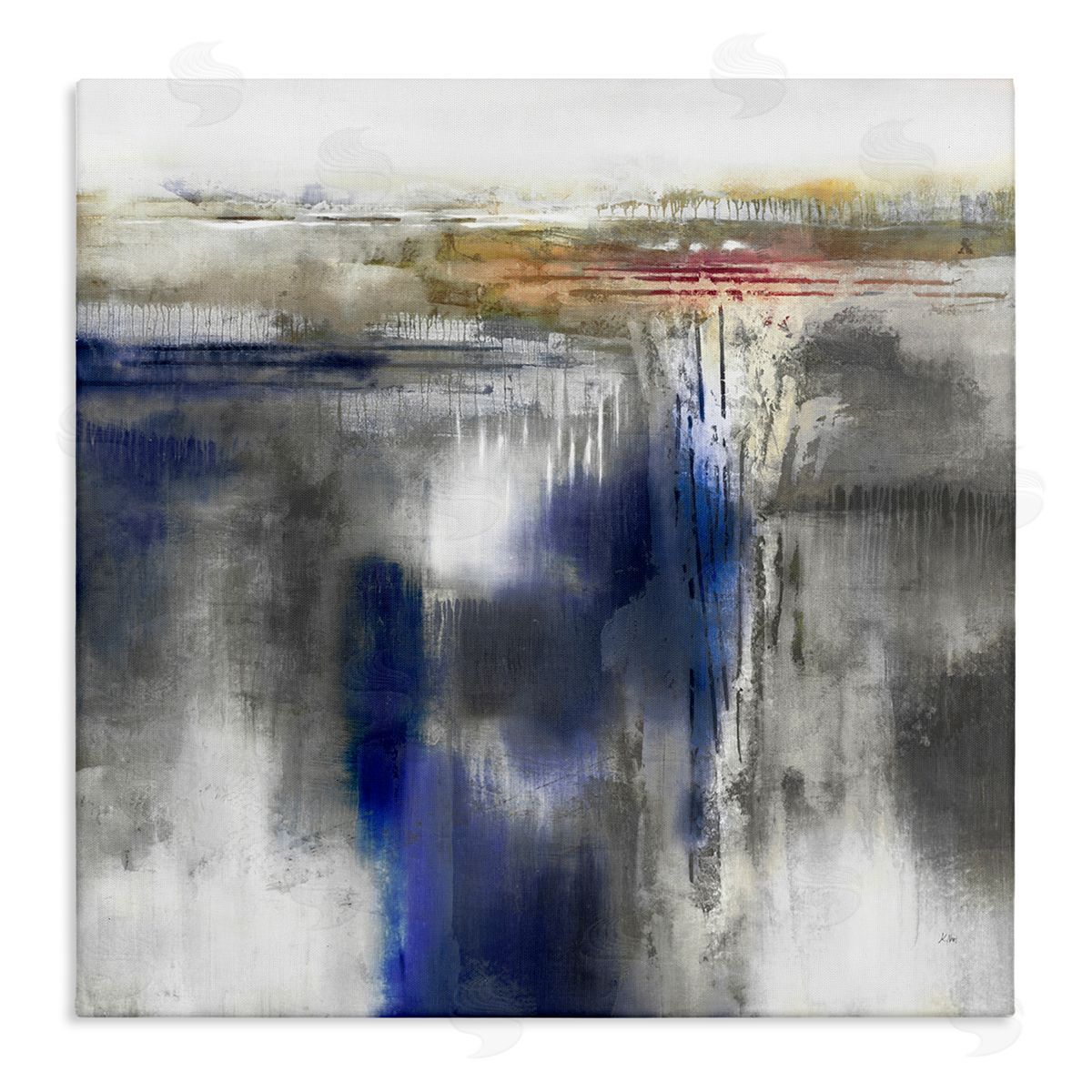 K. Nari Contemporary Blue Abstract  Stretched Canvas Wall Art Print