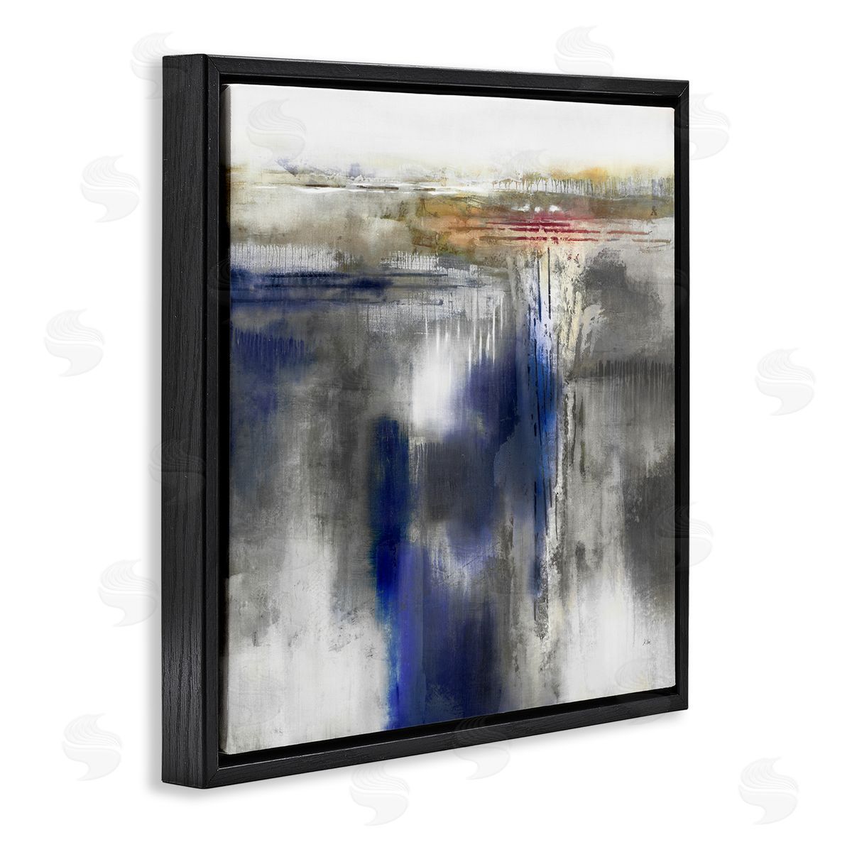 K. Nari Contemporary Blue Abstract  Black Floating Frame Canvas Wall Art Print