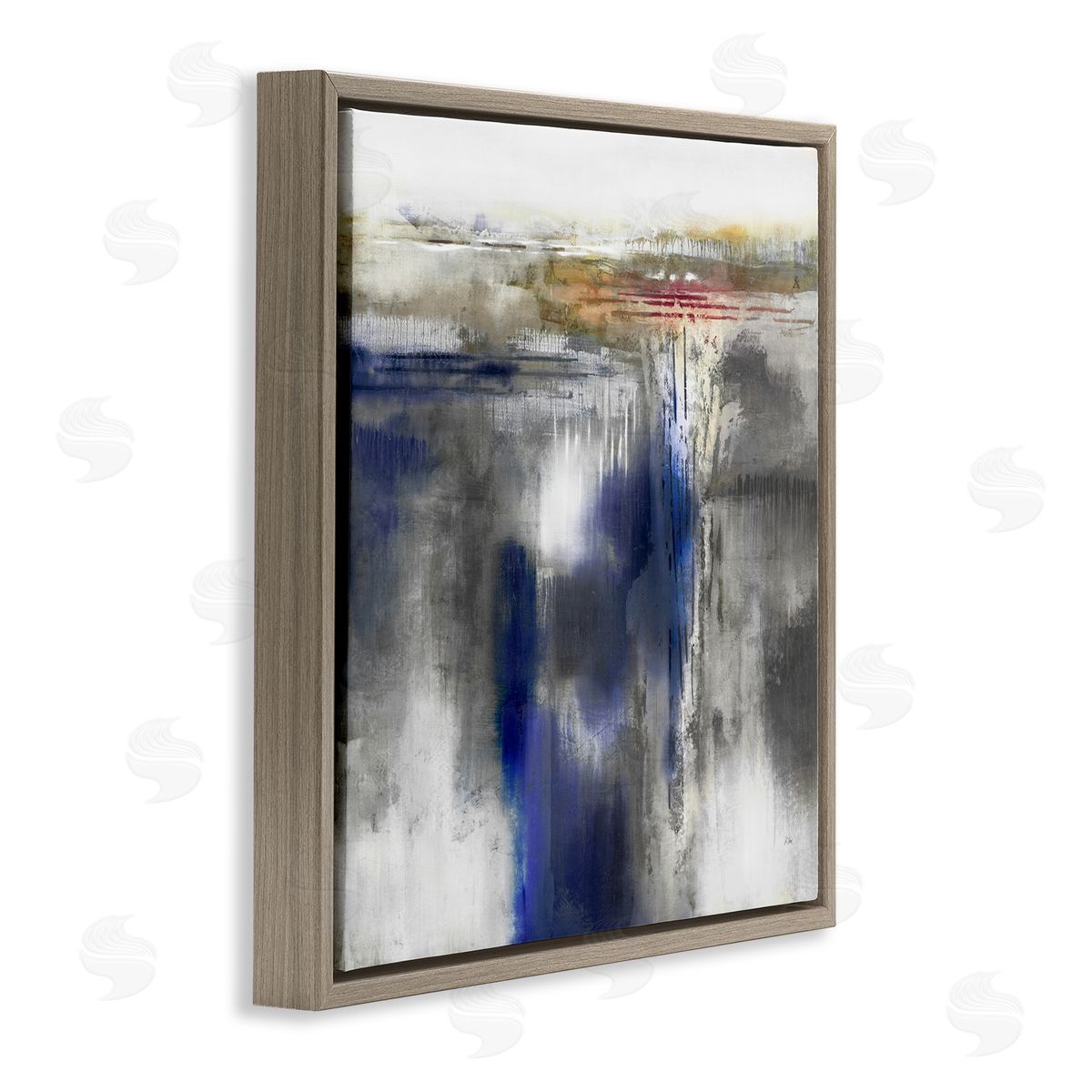 K. Nari Contemporary Blue Abstract  Brown Floating Frame Canvas Wall Art Print