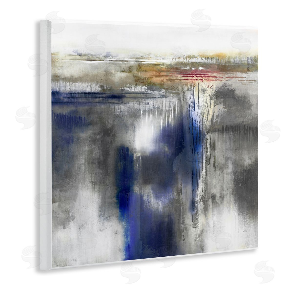 K. Nari Contemporary Blue Abstract  Wooden Wall Plaque Art Print