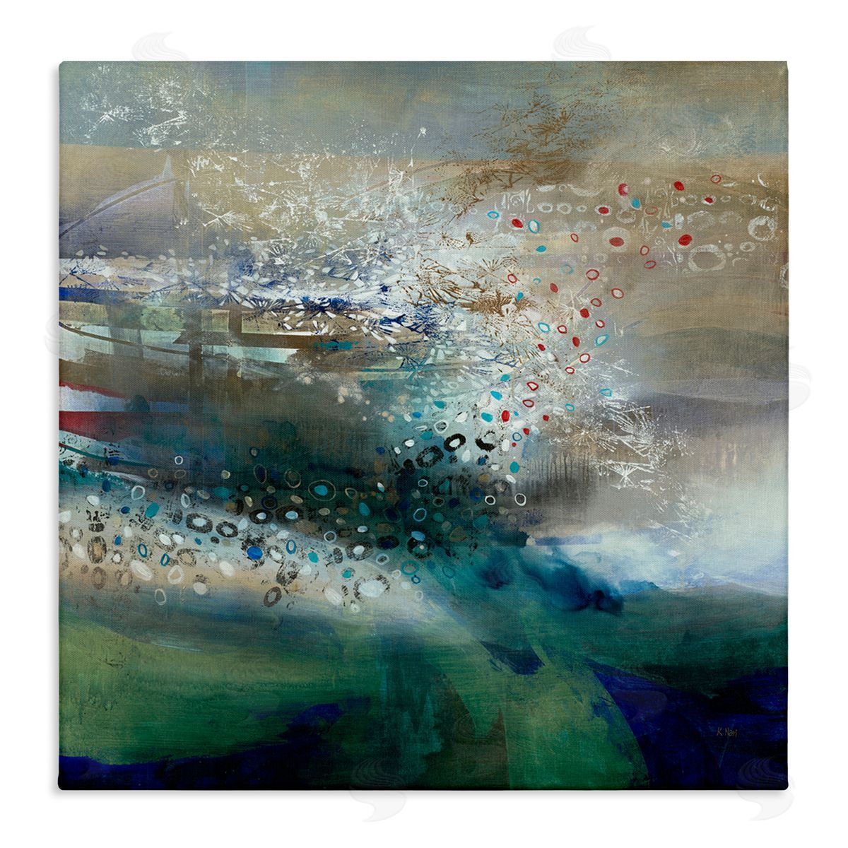 K. Nari Layered Circular Pattern Collage Stretched Canvas Wall Art Print