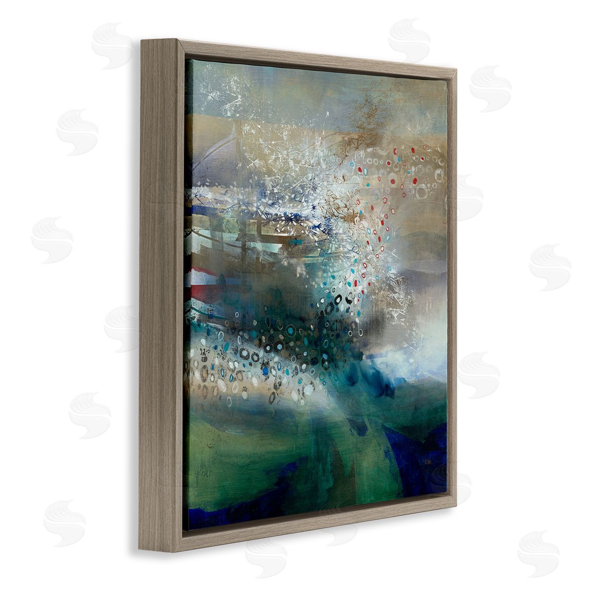 K. Nari Layered Circular Pattern Collage Brown Floating Frame Canvas Wall Art Print