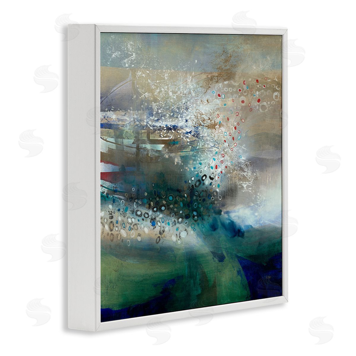 K. Nari Layered Circular Pattern Collage White Framed Glicee Wall Art Print