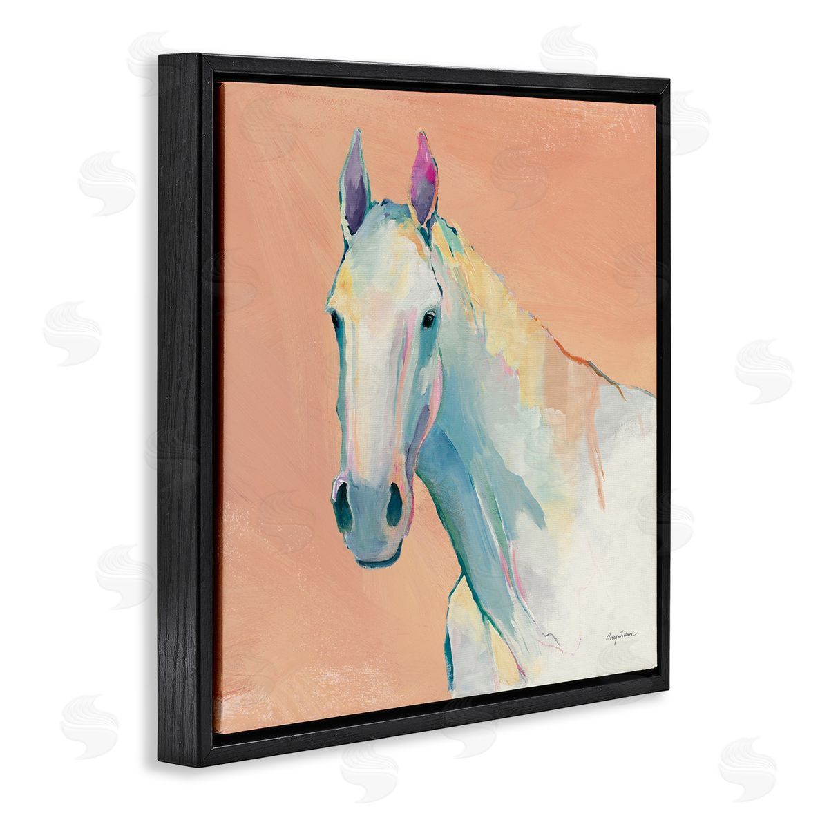 Avery Tillmon Modern Horse Vivid Composition Black Floating Frame Canvas Wall Art Print