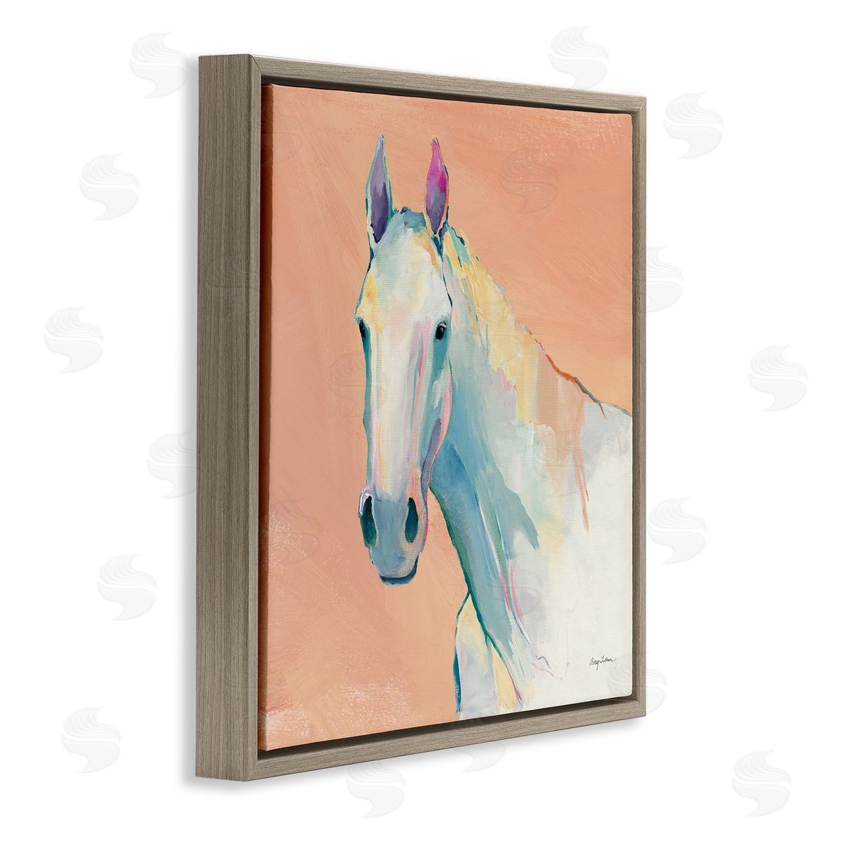 Avery Tillmon Modern Horse Vivid Composition Brown Floating Frame Canvas Wall Art Print