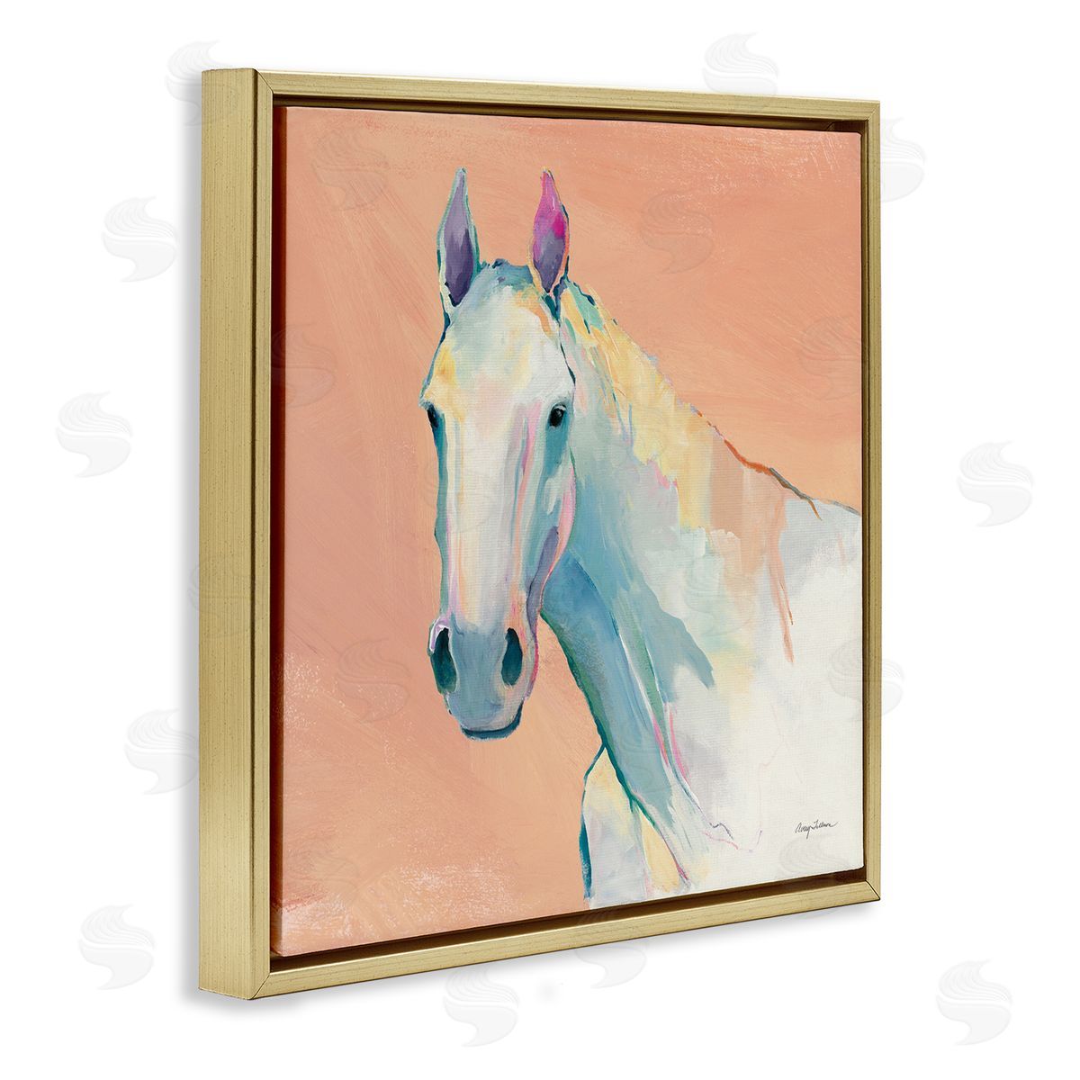 Avery Tillmon Modern Horse Vivid Composition Gold Floating Frame Canvas Wall Art Print