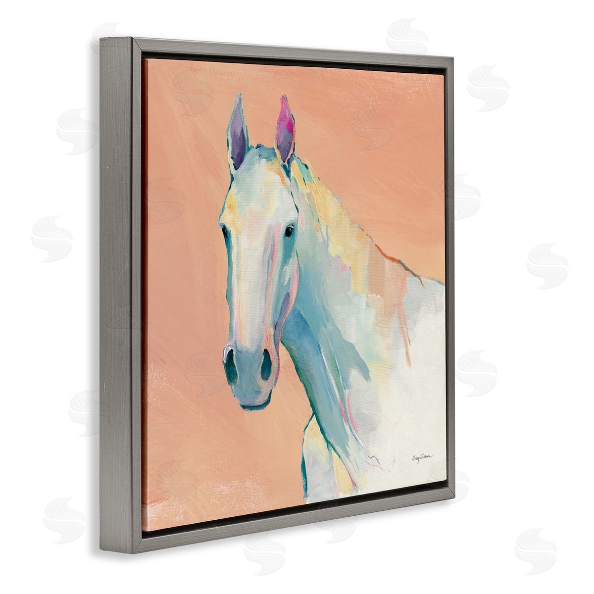 Avery Tillmon Modern Horse Vivid Composition Gray Floating Frame Canvas Wall Art Print