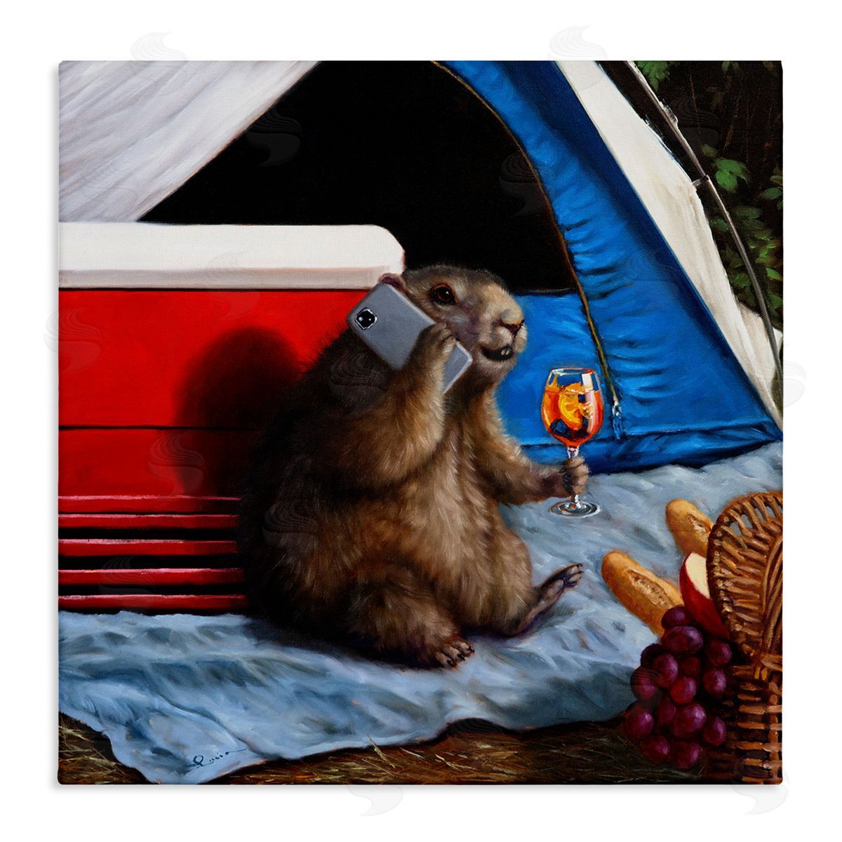 Lucia Heffernan Camping Tent Muskrat Picnic  Stretched Canvas Wall Art Print