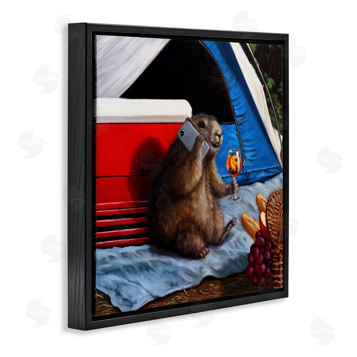 Lucia Heffernan Camping Tent Muskrat Picnic  Black Floating Frame Canvas Wall Art Print